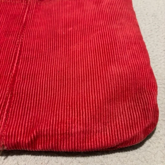 Roxy Tote Bag Y2k Red Corduroy Front and Back Pockets Double Handle Straps Vtg. - Picture 12 of 14